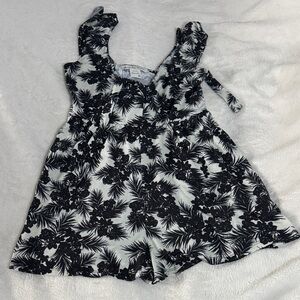 American Rag Black and White Tropical Print Romper
